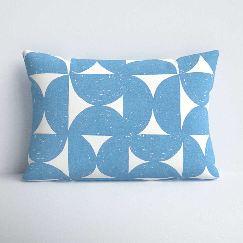 Frenk Geometric Cotton Reversible Throw Pillow, Dark Blue/Light Beige, Polyester