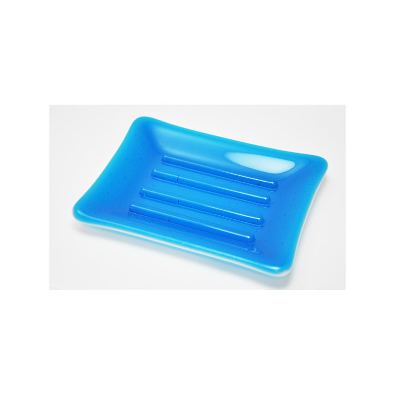 Plat à savon, Turquoise et blanc