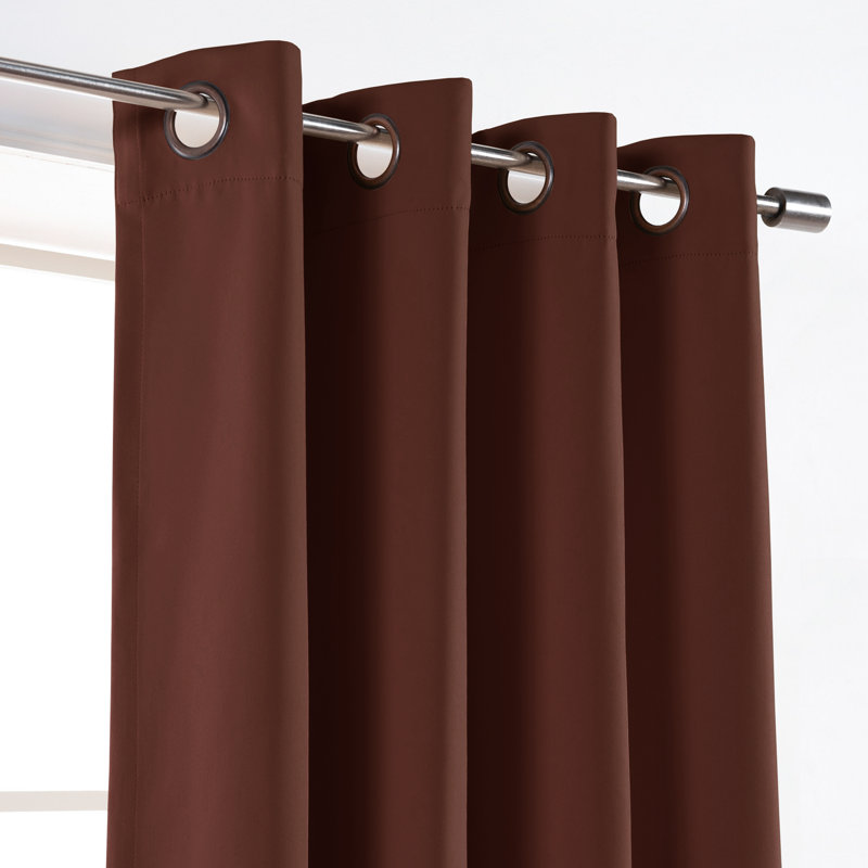 Schaeffer Solid Blackout Thermal Grommet Curtain Panels, 52" W x 63" L, Chocolate