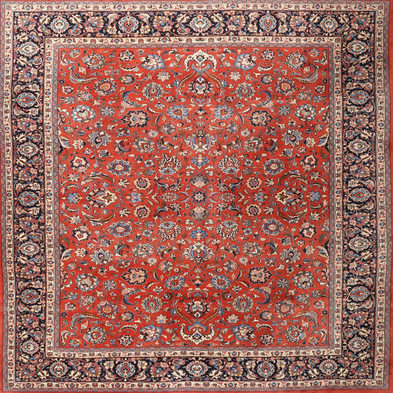 Tapis oriental en laine rouge, Rectangle 5 pi x 7 pi