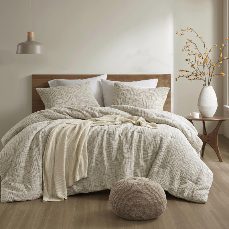 Ensemble 3 pièces d'édredon surdimensionné 100% beige