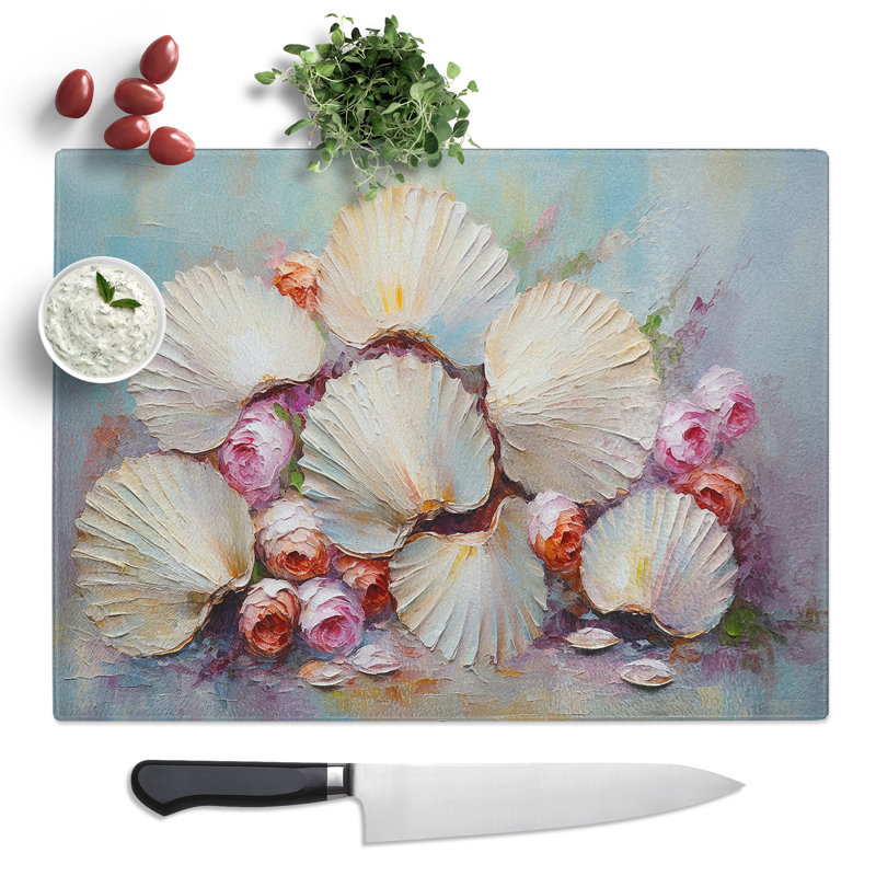 Seashell Palette Knife  Glass Chopping Board