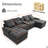 Allan 130"W 4 Piece U-shape Sectional with Console & Cup Holders-106736515