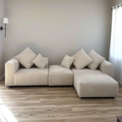 Canapé-lit modulaire convertible avec repose-pieds, canapé-lit, blanc