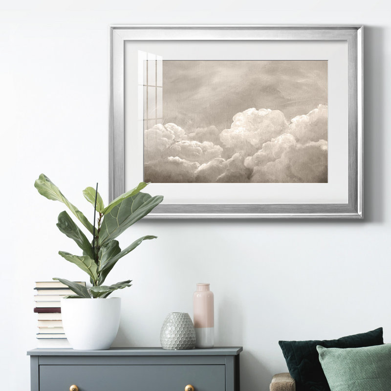 «Painted Clouds I», reproduction encadrée de qualité supérieure - prête à être accrochée, Argent