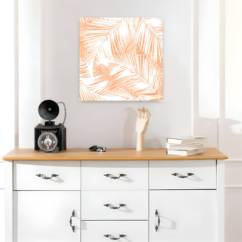 Laguna, motif abstrait, été, palmiers, art tropical, H 18 po x l 18 po