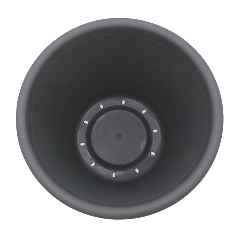  15.5 Inch Round Classic Planter, Plastic Plant Pot, Warm Gray, Gray