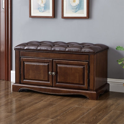 Banc de rangement pour chaussures en cuir de style rétro