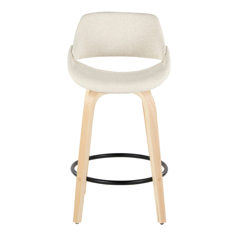 Tabouret de bar et de comptoir rembourré Najrin, Counter Stool (26" Seat Height), Cream, Naturel/noir