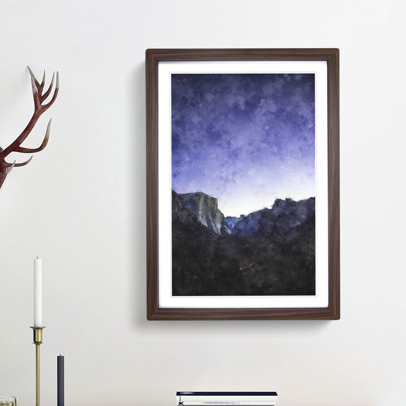 Yosemite Valley at Night in California 1 Piece Single Picture Frame Painting on MDF, 87cm H x 62cm W x 2cm D, Walnut Framed