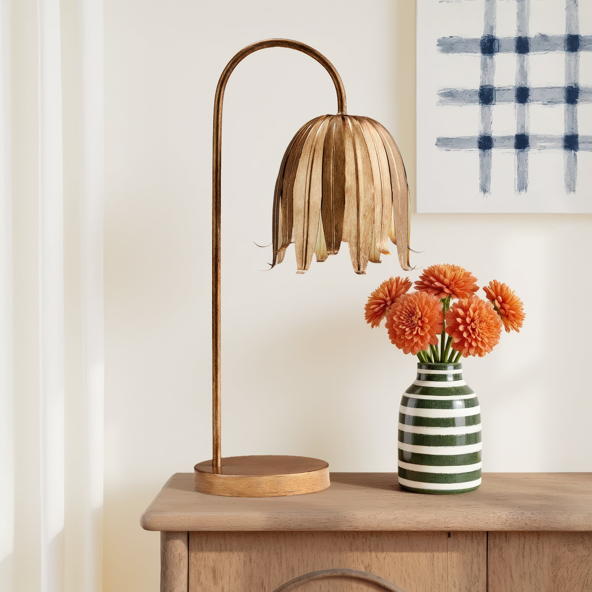 Kialani 23.63" Arched Steel Table Lamp, Brown