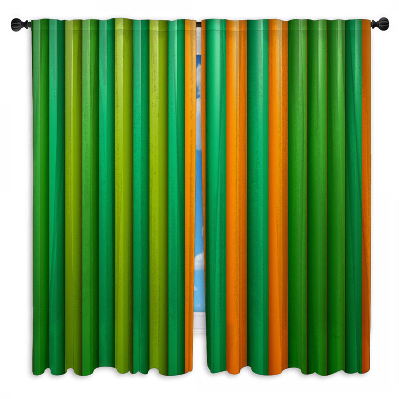Rideaux obscurcissant vert et orange à rayures verticales - 2 panneaux, 40 po x 50 po - 2 panneaux