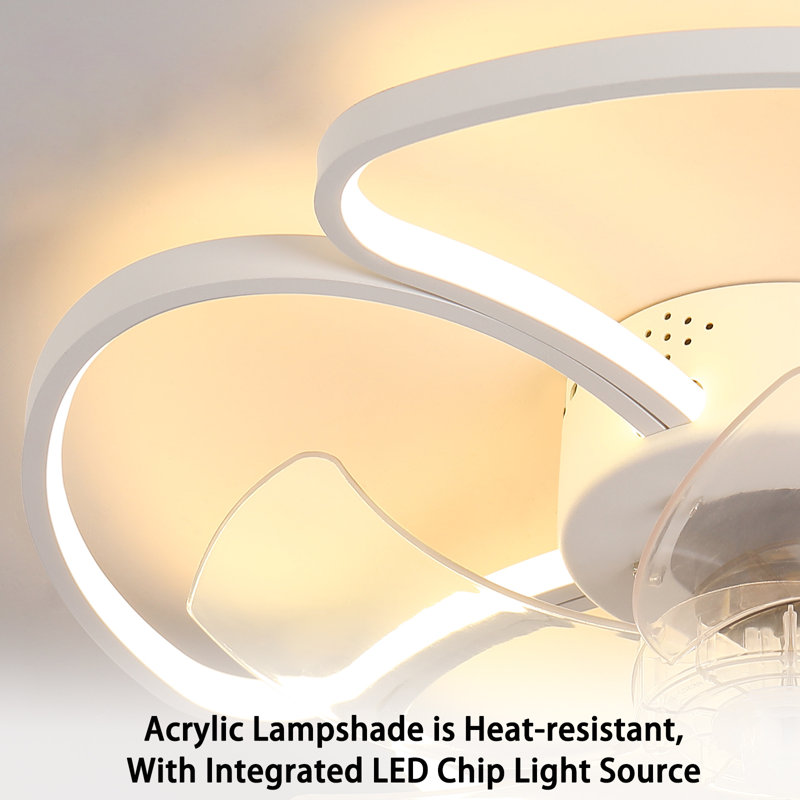 Firebaugh 19.69'' Modern Indoor 5- Blade Dimmable LED Ceiling Fan With Remote Control and APP, White