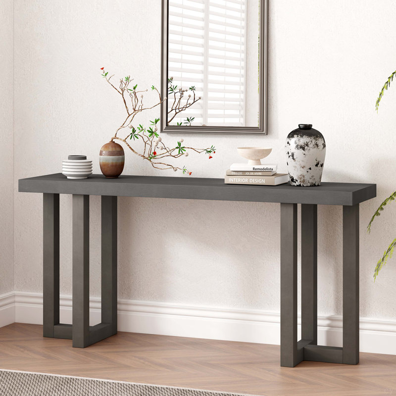 Console de conception géométrique avec pieds en pin massif, convient au vestibule, au couloir, au salon, à la chambre à coucher