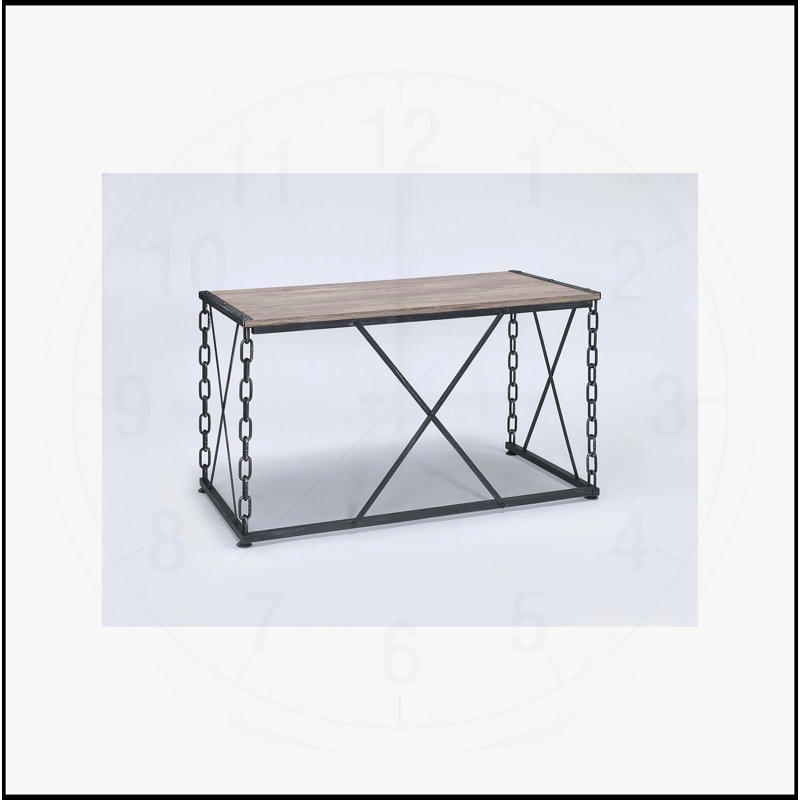 Charming Rustic Console Table with Industrial Metal Chain Base