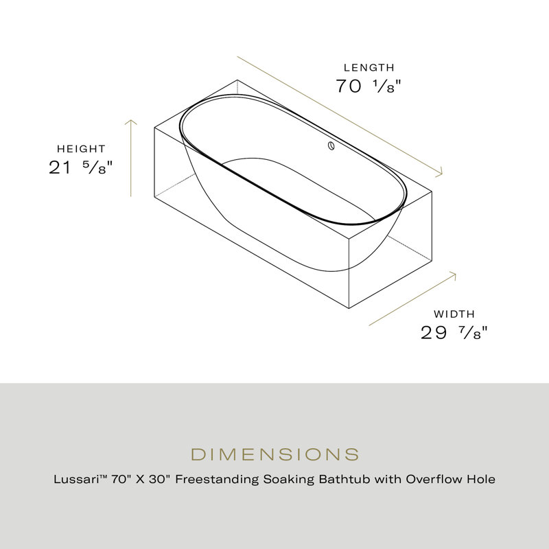 Lussari 70" x 30" Freestanding Soaking Bathtub, White