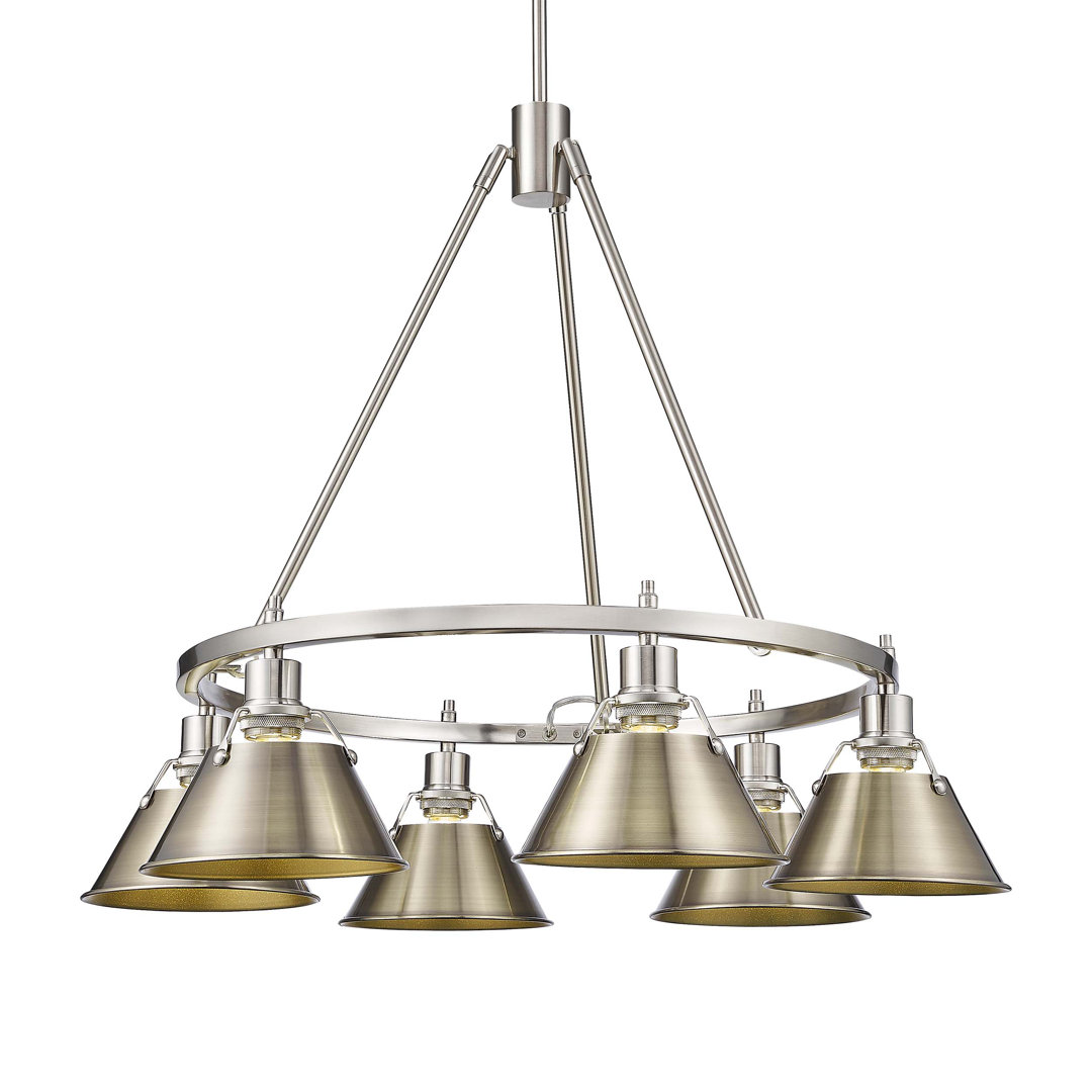 Felda 6 - Light Steel Dimmable Cone Chandelier Beachcrest Home™ Shade 