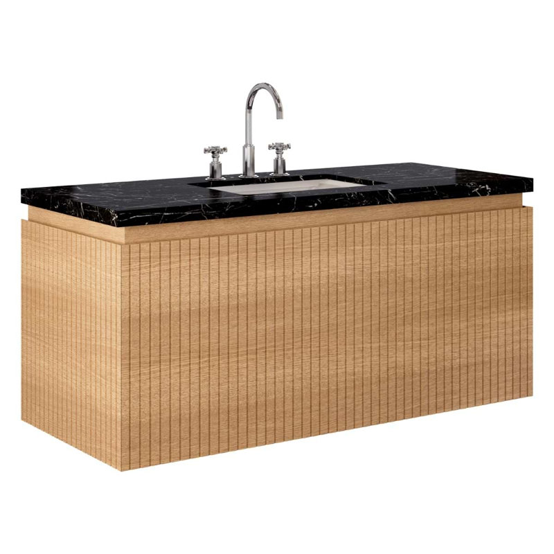Melrose Single Vanity, White Ash, 48", Black