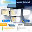 Éclairage solaire extérieur, lumières de sécurité à détecteur de mouvement 3600LM, 4 projecteurs solaires à 270 ° avec télécommande et 3 modes, panneau de verre, IP65 imperméable pour cour, garage, patio