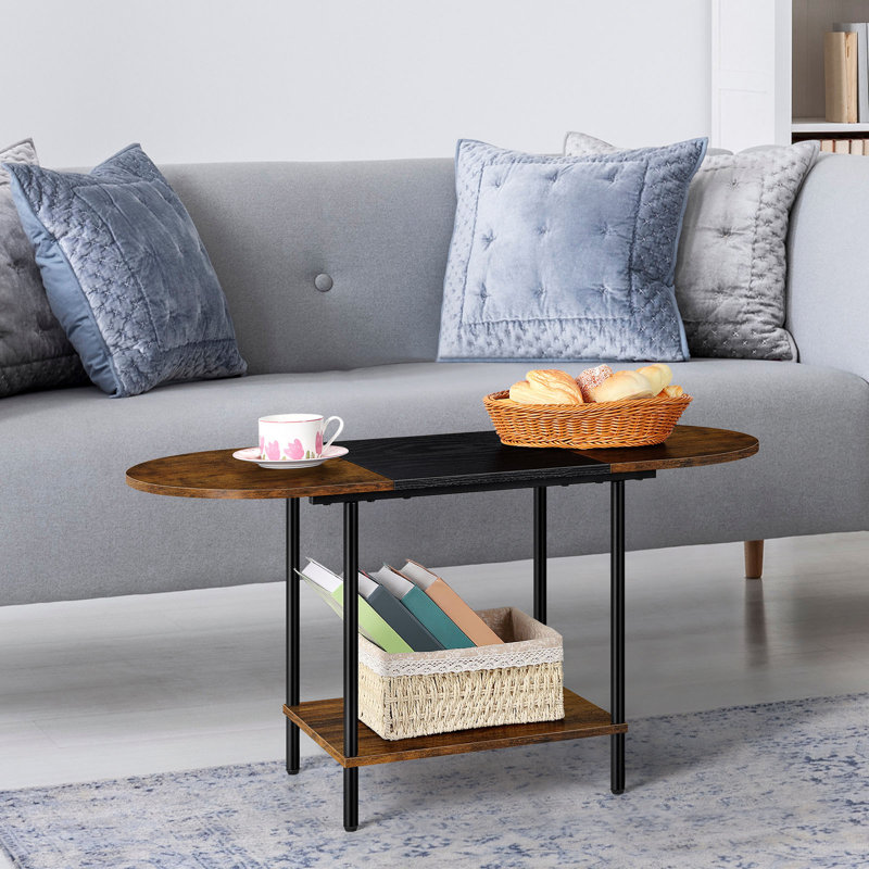 Double-Layer Retro Brown Industrial Style Tea Table