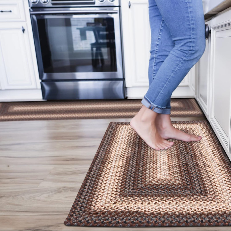  Braided Rug Washable Indoor/Outdoor Black/Brown/Tan/Gray Rug, Rectangle 2'3" x 3'9"