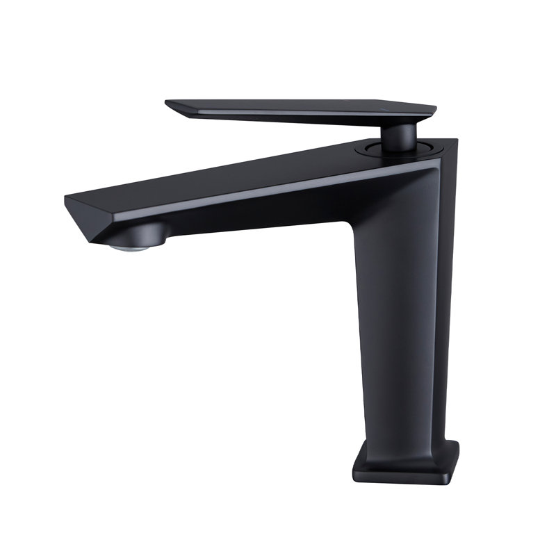 Robinet de salle de bain à poignée simple, Noir mat