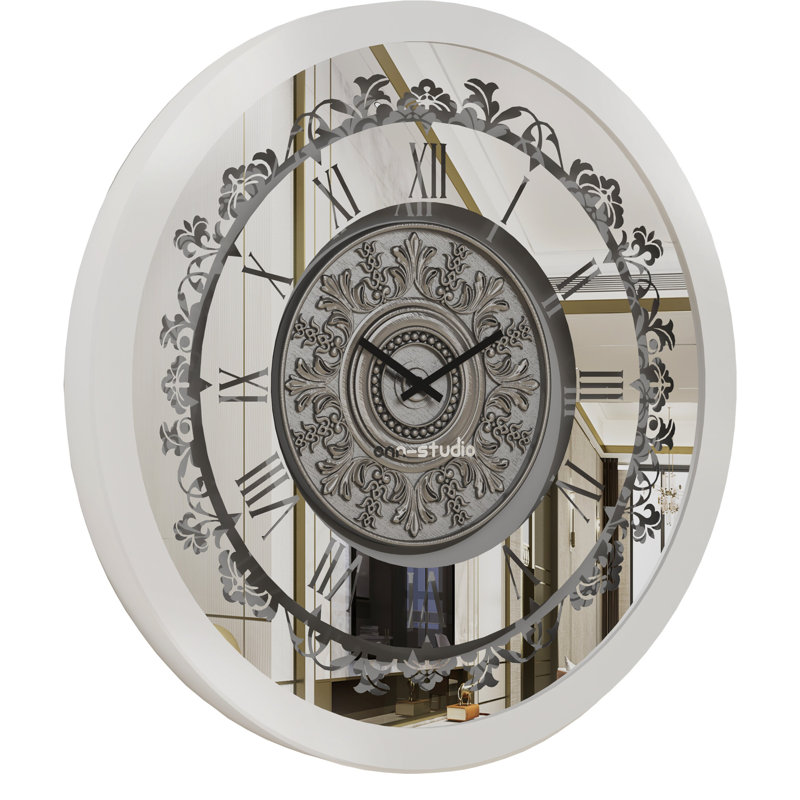 Teasley Wood Wall Clock, Silver