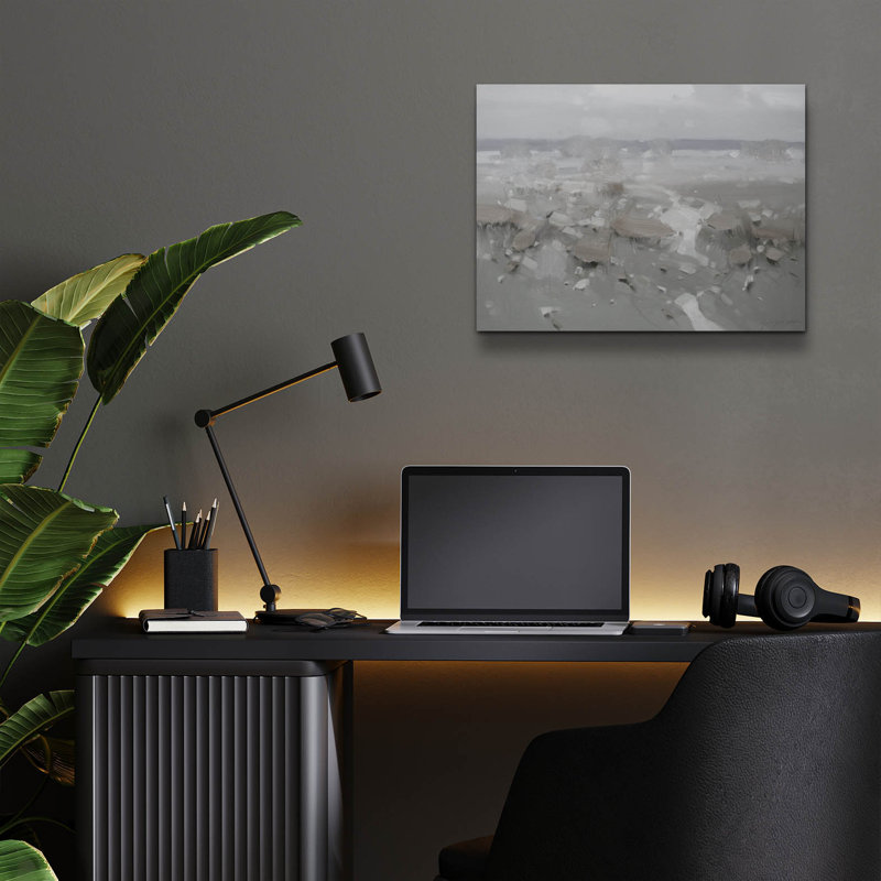 Art mural en verre Latitude Run® «Meadow B&W» par Vahe Yeremyan, H 12 po x l 16 po x P 0,13 po