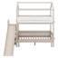 Lit superposé avec glissière et escalier de rangement, cadre de lit en bois, conception de maison avec garde-corps et tablettes-69147335