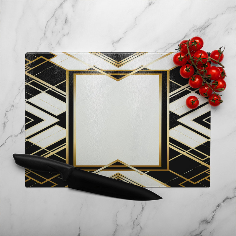 Art Deco Frame Glass Chopping Board