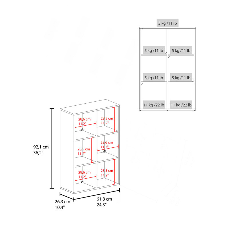 Gridley Apex 6-Cube Storage Organizer with 3 Fabric Bins