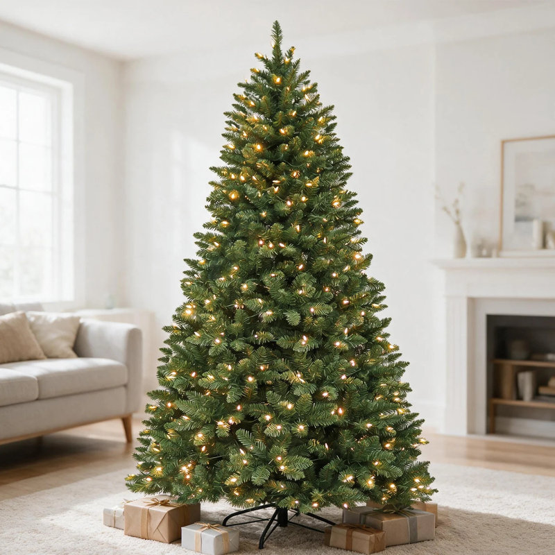 Arbre de Noël artificiel 7,5 pi avec 450 lumières DEL blanc chaud et 1450 pointes articulées, H 7,5 pi