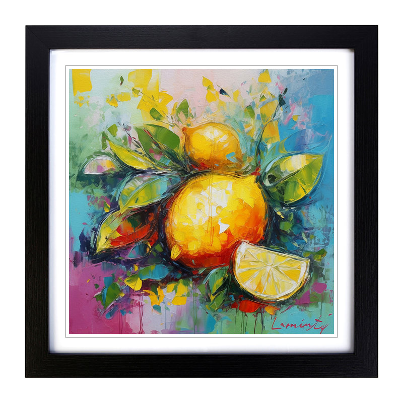 Lemon Fruit Fauvism - Framed Print, Black Framed