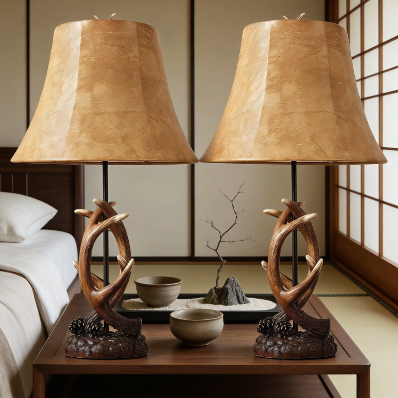 Ensemble de 2 lampes de table Rustic Antler