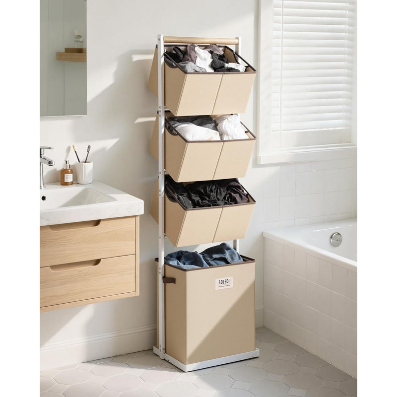 4 Section Laundry Hamper Sorter, Stackable Laundry Basket Organizer
