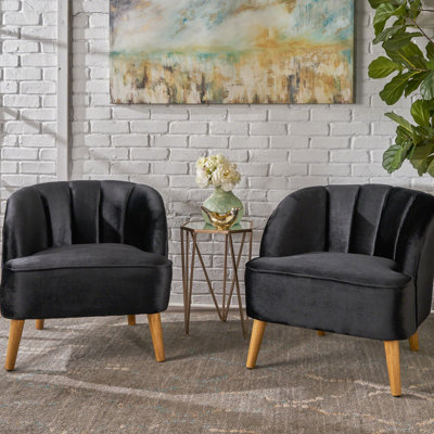 Fauteuil demi-tonneau en velours Chundra de 69,85 cm de large