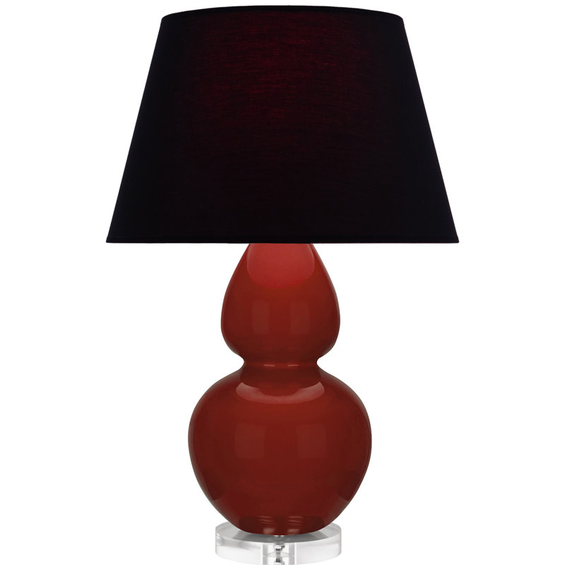 Double Gourd Table Lamp, Navy with Gray Lining, Sugar Plum Glazed/Silver