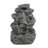 Grube Modern Concrete 5-Tier LED-Lit Outdoor Fountain With Natural Rock Design