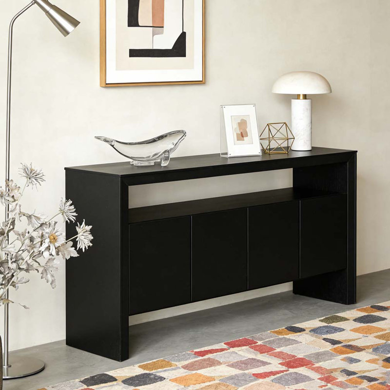 Buffet 60 po 4 portes, Noir