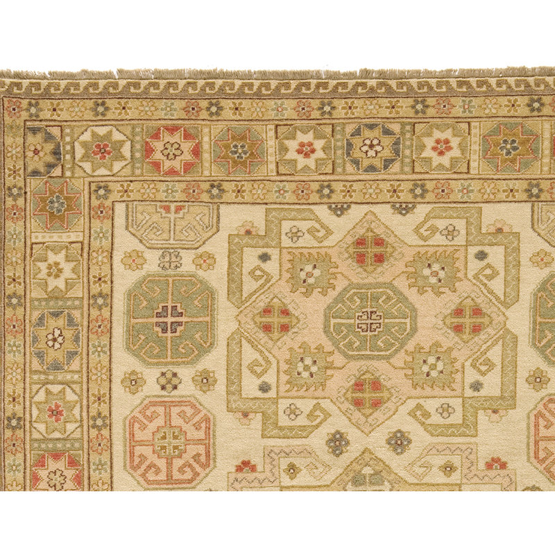 Wool Oriental Area Rug in Beige/Brown/Red, Rectangle 6' x 9'