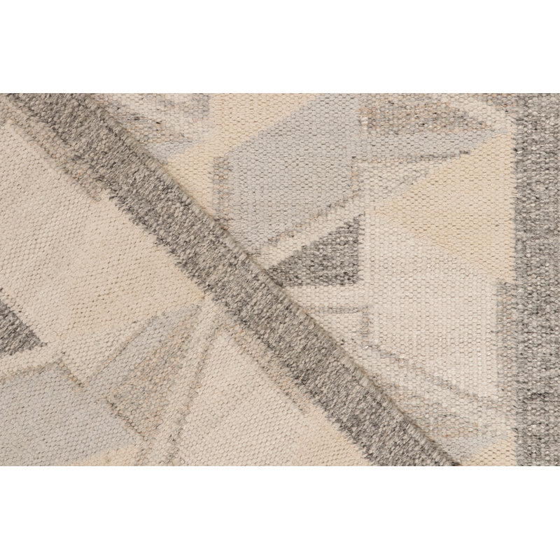 Hand Knotted Wool Geometric Area Rug, Rectangle 6' x 9'