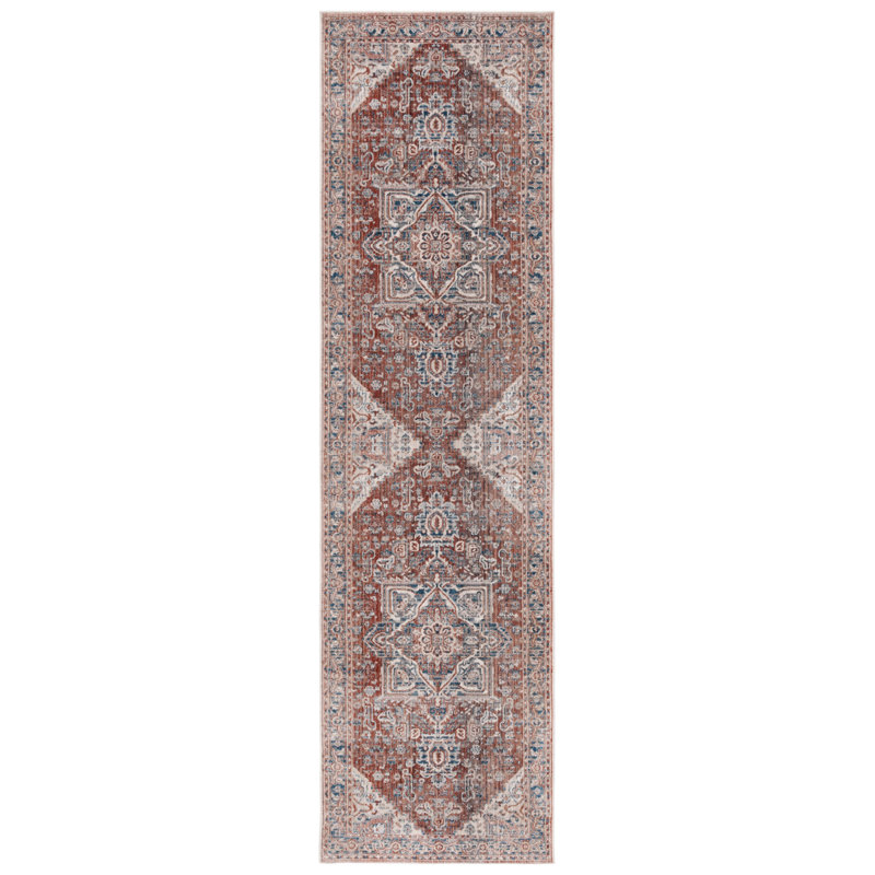 Tapis oriental tissé à plat en rouge / bleu marine / beige, Tapis de couloir 2 pi 2 po x 12 pi