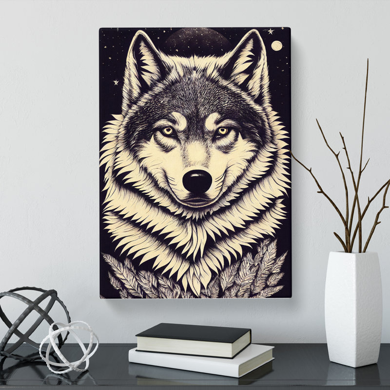 CAN-V0523-2926X Wolf Vintage Art Vol.2 - Wrapped Canvas Print, 60cm H x 40cm W