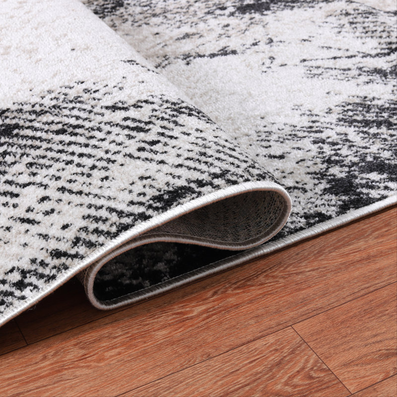 Machine Washable Cooper Ivory/Charcoal Rug, Rectangle 7'10" x 10'