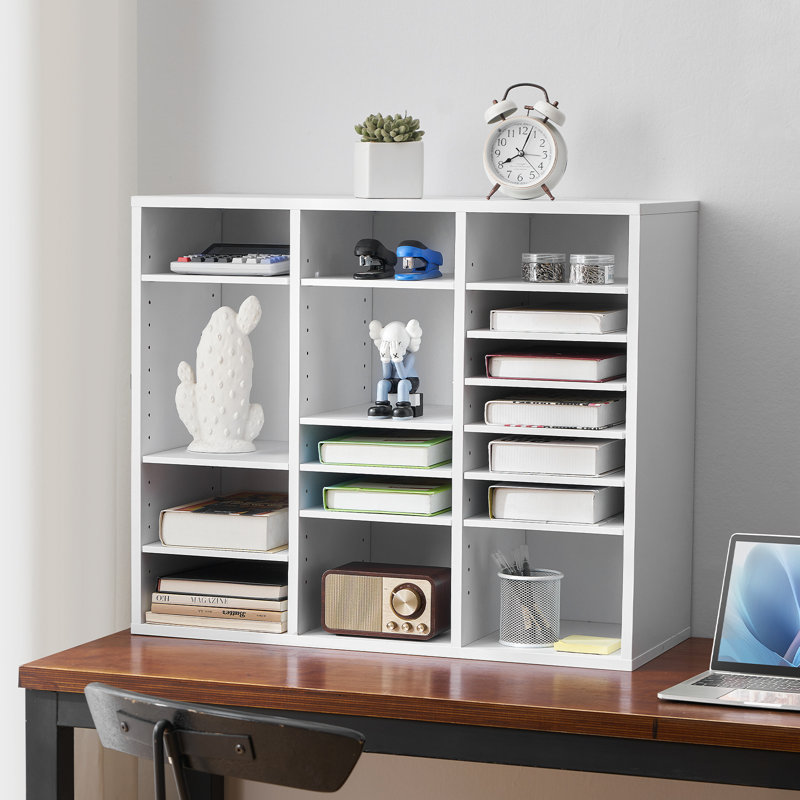 Rangement en bois 24 compartiments avec tablettes réglables , Blanc