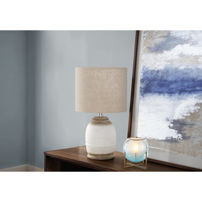 Lighting, 16"h, Cream Resin, Beige Shade, Contemporary