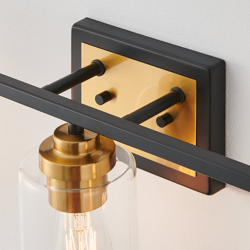 Quitterie - Éclairage pour meuble-lavabo, Clear, 5, Noir/or