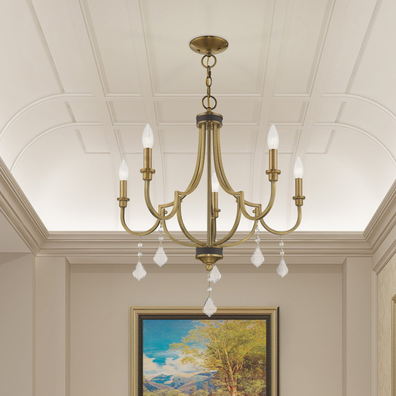 Dedric 5 - Light Dimmable Classic / Traditional Chandelier, Antique Brass