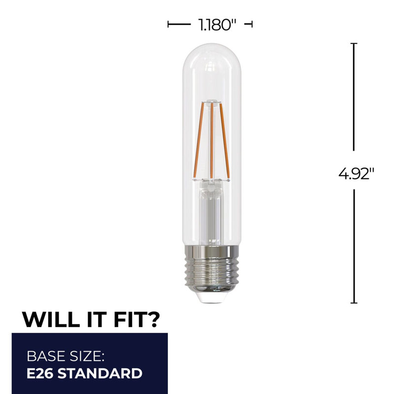 Ampoules à filament DEL T9 40W équivalentes 40W, base E26, à intensité variable, transparent, lumière du jour 5000K