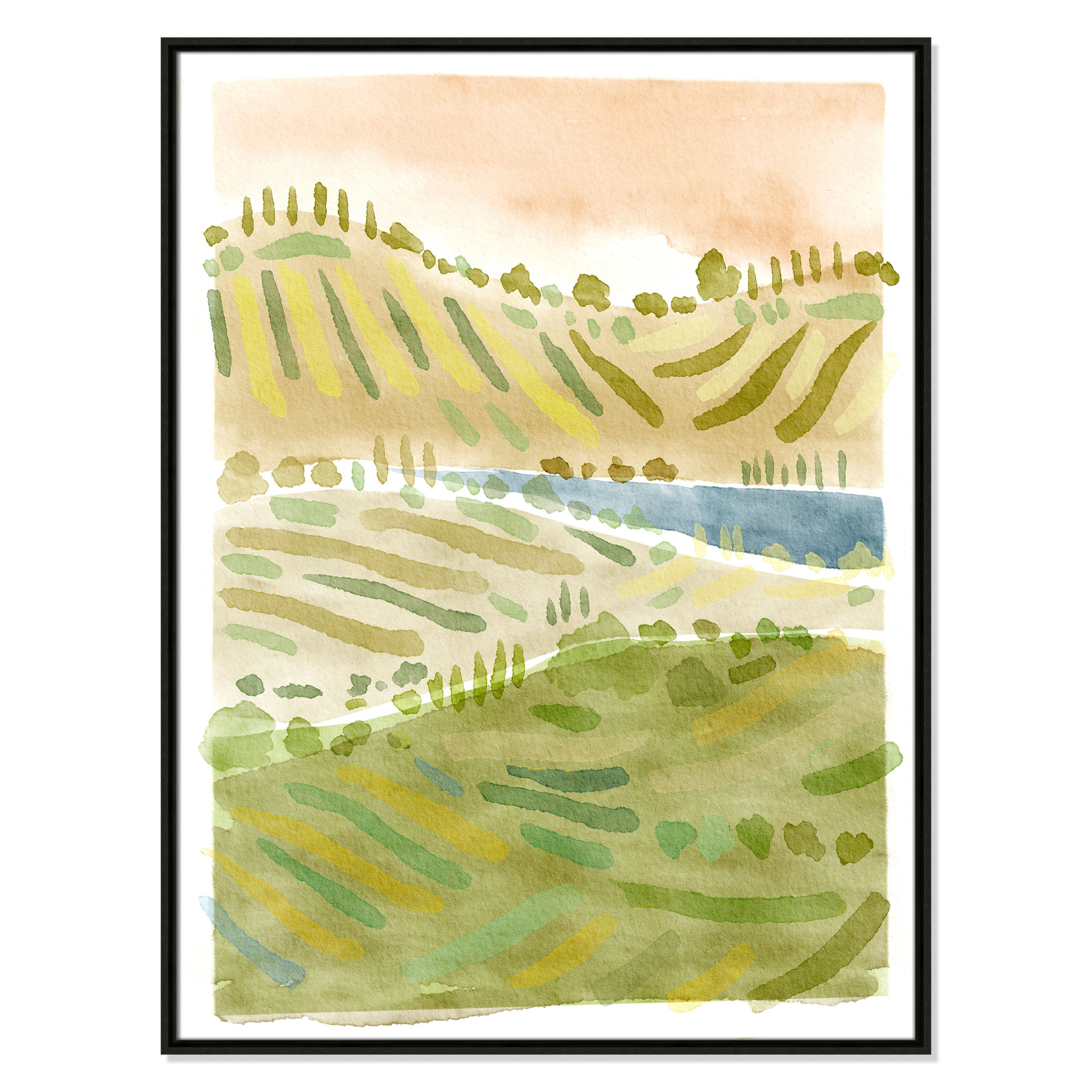 Tuscan Countryside Print by Leah Straatsma, Espresso Floater Framed Canvas, No Mat, 41.5" H x 31.5" W x 2" D